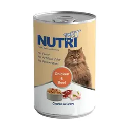 کنسرو گربه بالغ طعم مرغ و گوشت برند Nutri نوتری ۴۲۵ گرمی