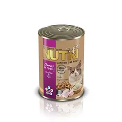 کنسرو گربه بالغ با طعم مرغ و برنج برند Nutri نوتری ۴۲۵ گرمی