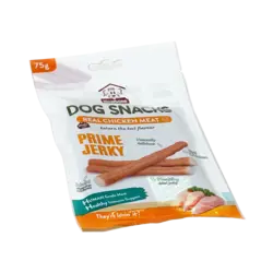 تشویقی سگ اسنک نرم طعم مرغ مدل prime jerky برند How Bone هاو بن 75 گرمی