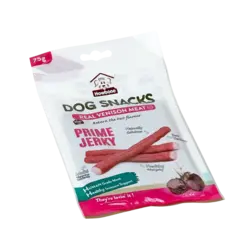 تشویقی سگ اسنک نرم طعم گوشت گاو مدل prime jerky برند How Bone هاو بن 75 گرمی