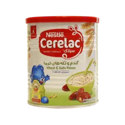 سرلاک گندم و تکه های خرما مناسب کودکان از پایان ۸ ماهگی ۴۰۰ گرم