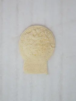 لیف حمام دست بافت گرد رنگ زرد با کاموا عالی