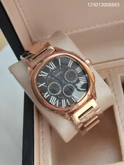 ساعت فلزی مردانه Cartier سه موتوره فعال دوقفله تقویم دار جنس استیل با کیفیت کد 1916075