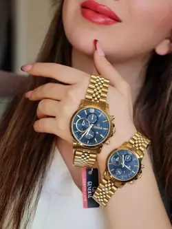 ست ساعت مردانه و زنانه جنرال طرح کرنو موتور ژاپن ضدآب رنگ ثابت قفل کیفیت عالی کد 2115204