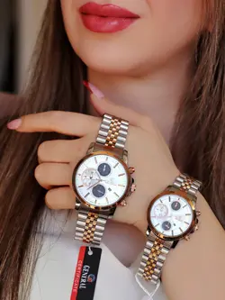 ست ساعت مردانه و زنانه جنرال طرح کرنو موتور ژاپن ضدآب رنگ ثابت قفل کیفیت عالی کد 2115204