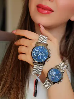 ست ساعت مردانه و زنانه جنرال طرح کرنو موتور ژاپن ضدآب رنگ ثابت قفل کیفیت عالی کد 2115204