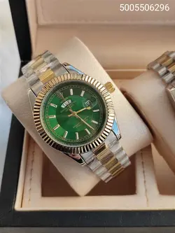 ست ساعت مردانه و زنانه رولکس طرح day date شیشه ذره بینی قفل اصلی تقویم دار کد 2115241