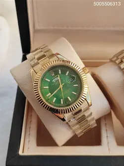 ست ساعت مردانه و زنانه رولکس طرح day date شیشه ذره بینی قفل اصلی تقویم دار کد 2115240