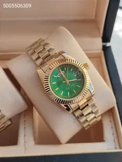ست ساعت مردانه و زنانه رولکس طرح day date شیشه ذره بینی قفل اصلی تقویم دار کد 2115240