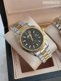 ست ساعت مردانه و زنانه رولکس طرح day date شیشه ذره بینی قفل اصلی تقویم دار کد 2115239