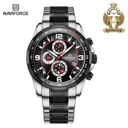 ساعت مردانه naviforce سه موتوره فعال ضدآب درحد شستشو بند ساعت استیل با کیفیت تقویم دار کد 1916896
