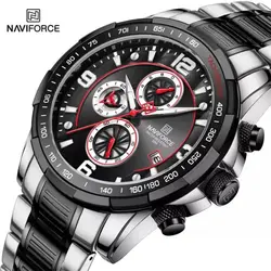 ساعت مردانه naviforce سه موتوره فعال ضدآب درحد شستشو بند ساعت استیل با کیفیت تقویم دار کد 1916896