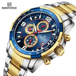 ساعت مردانه naviforce سه موتوره فعال ضدآب درحد شستشو بند ساعت استیل با کیفیت تقویم دار کد 1916895