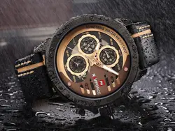 ساعت مردانه فلزی مارک Naviforce  اصل موتور ژاپن سه موتوره فعال ضدآب در حد شستشو چرم با کیفیت کد 1917002