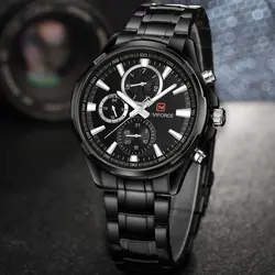 ساعت مردانه فلزی مارک Naviforce  اصل موتور ژاپن سه موتوره فعال ضدآب در حد شستشو رنگ ثابت شیشه ضدخش کد 1917012