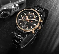 ساعت مردانه فلزی مارک Naviforce  اصل موتور ژاپن سه موتوره فعال ضدآب در حد شستشو رنگ ثابت شیشه ضدخش کد 1917011