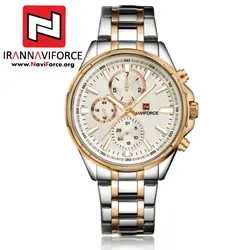 ساعت مردانه فلزی مارک Naviforce  اصل موتور ژاپن سه موتوره فعال ضدآب در حد شستشو رنگ ثابت شیشه ضدخش کد 1917009