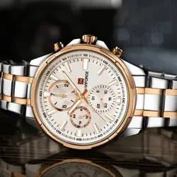 ساعت مردانه فلزی مارک Naviforce  اصل موتور ژاپن سه موتوره فعال ضدآب در حد شستشو رنگ ثابت شیشه ضدخش کد 1917009