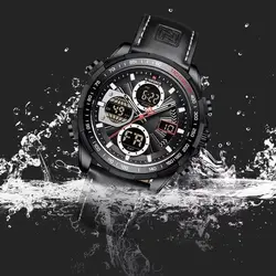 ساعت مردانه naviforce موتور ژاپن جنس بند چرم دو زمانه ضدآب چراغ دار و دارای تقویم کد 1917028