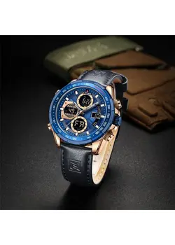 ساعت مردانه naviforce موتور ژاپن جنس بند چرم دو زمانه ضدآب چراغ دار و دارای تقویم کد 1917027