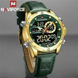 ساعت مردانه naviforce موتور ژاپن جنس بند چرم دو زمانه ضدآب چراغ دار و دارای تقویم کد 1917039