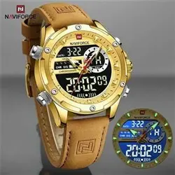 ساعت مردانه naviforce موتور ژاپن جنس بند چرم دو زمانه ضدآب چراغ دار و دارای تقویم کد 1917038