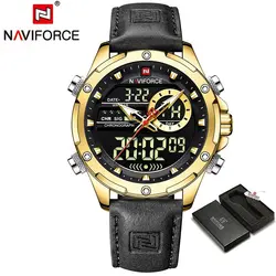 ساعت مردانه naviforce موتور ژاپن جنس بند چرم دو زمانه ضدآب چراغ دار و دارای تقویم کد 1917037