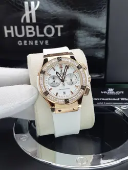 ساعت زنانه هابلوت سه موتور فعال دور نگین موتور ژاپن رند رابر کیفیت عالی رنگ ثابت در رنگ بندی متنوع کد 1917305