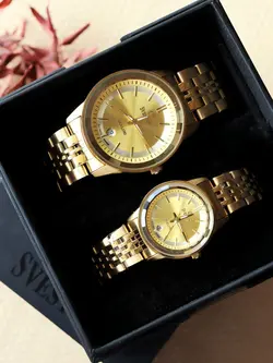 ست ساعت زنانه و مردانه سویستون ضدآب موتور ژاپن رنگ ثابت دارای تقویم کیفیت عالی کد 2115433