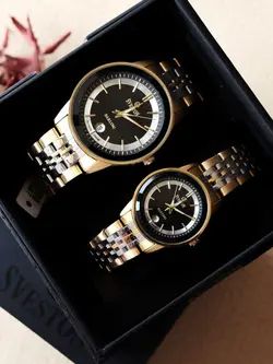 ست ساعت زنانه و مردانه سویستون ضدآب موتور ژاپن رنگ ثابت دارای تقویم کیفیت عالی کد 2115435