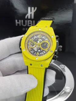 ساعت مردانه هابلوت سه موتوره فعال کوارتز ساخت ژاپن بند رابر جنس شیشه سافایر قاب رنگ ثابت و ضدحساسیت ضدآب کد 1917842