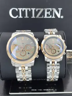 ست ساعت زنانه و مردانه سیتیزن سه موتور فعال فلزی کیفیت بینظیر موتور ژاپن FS جنس استیل رنگ ثابت کد 2115504