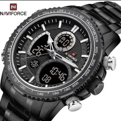 ساعت مردانه Naviforce موتور ژاپن ضدآب دو زمانه چراغ دار دارای تقویم آلارم دار شیشه ضد خش کد 1918005