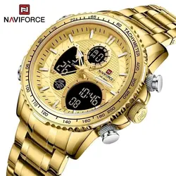 ساعت مردانه Naviforce موتور ژاپن ضدآب دو زمانه چراغ دار دارای تقویم آلارم دار شیشه ضد خش کد 1918009