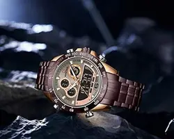 ساعت مردانه Naviforce موتور ژاپن ضدآب دو زمانه چراغ دار دارای تقویم و روز شمار شیشه ضد خش کد 1918006