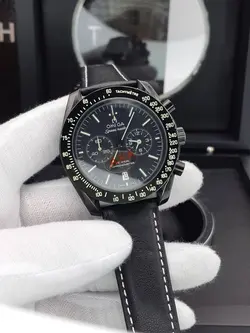 ساعت امگا اسپید مستر سه موتور فعال کرنوگراف ساخت کشور ژاپن بند چرمی جیر با کیفیت A+++ شرکتی بدنه استیل رنگ ثابت کد 1918123