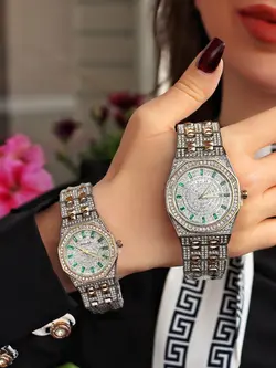 ست ساعت مردانه و زنانه والار فول نگین رنگ ثابت تقویم دار کیفیت عالی کد 2115574