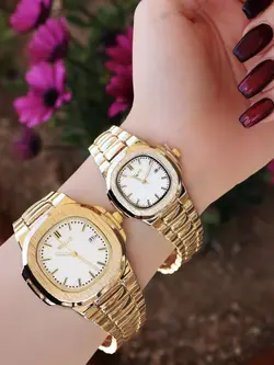 ست ساعت مردانه و زنانه والار طرح پاتک فیلیپ تقویم دار رنگ ثابت کیفیت عالی کد 2115591