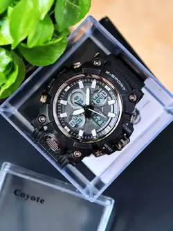 ساعت مردانه کویوته COYOTE ضدآب موتور ژاپن آلارم و چراغ دار عقربه ای دو زمانه کرنومتر دار کیفیت عالی کد 1918505