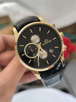 ساعت مردانه چرمی کرنوگراف الگانس سه موتوره فعال تقویم دار رنگ ثابت قفل کلیپسی دارای رنگ بندی کیفیت عالی کد 1919618