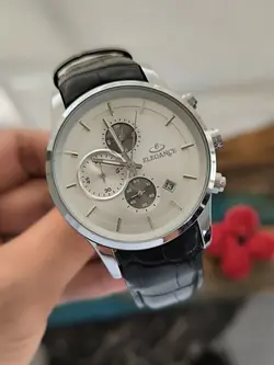 ساعت مردانه چرمی کرنوگراف الگانس سه موتوره فعال تقویم دار رنگ ثابت قفل کلیپسی دارای رنگ بندی کیفیت عالی کد 1919619