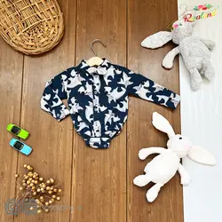 بادی نوزادی پسرانه طرح کوسه - وبسایت رزالند | فروشگاه تخصصی پوشاک نوزادی و بچگانه