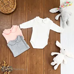 بادی دخترانه طرح یقه ب ب - وبسایت رزالند | فروشگاه تخصصی پوشاک نوزادی و بچگانه