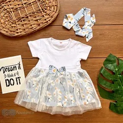 سارافون دخترانه طرح بابونه - وبسایت رزالند | فروشگاه تخصصی پوشاک نوزادی و بچگانه