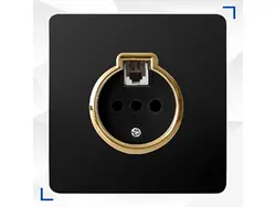 کلید و پریز کریستال مشکی طلایی آسیا الکتریک