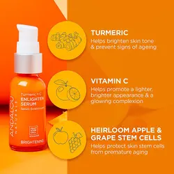سرم التيام بخش و روشن کننده زردچوبه و ويتامين سي آندالواورجینالANDALOU  NATURALS Turmeric + C Enlighten Serum