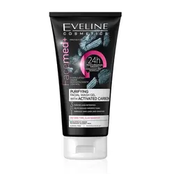 ژل شستشوي صورت اولاين حاوي کربن فعال مناسب انواع پوستاورجینالEveline Purifying Facial Wash Gel With Activated Carbon