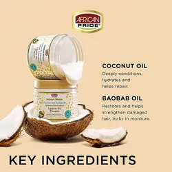 آبرسان و تقویت کننده بعد حمام نارگیل آفريکن پرايداورجینالAfrican Pride Moisture Miracle Coconut Oil & Baobab Oil Leave-In Cream