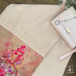 شال نخی لبه گیپور مروارید دوزی