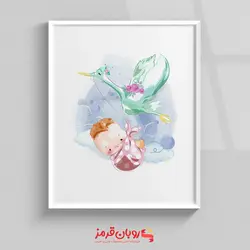 تابلو اتاق کودک نقاشی نی نی کوچولو در آسمان 399